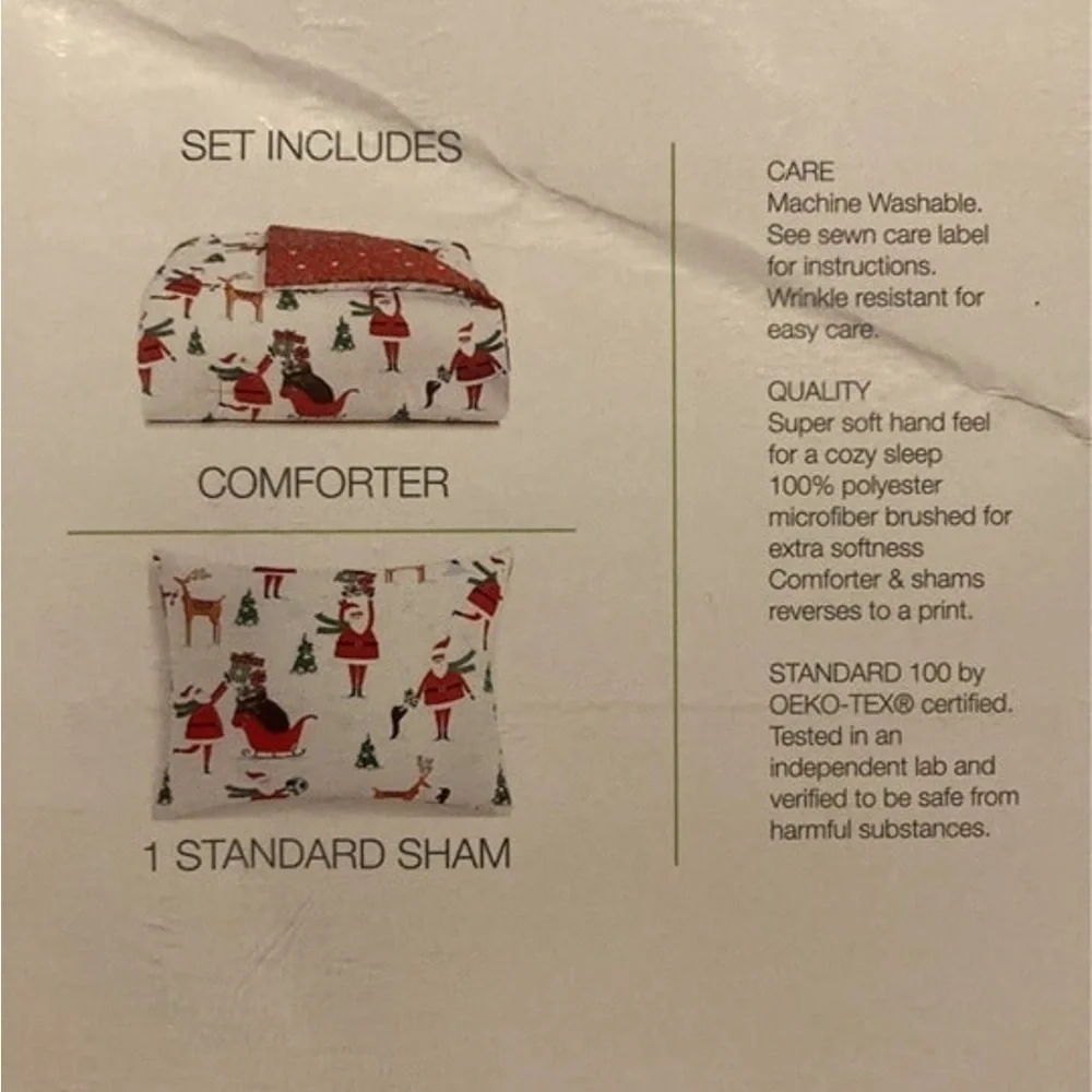 NEW CHARTER CLUB KIDS TWIN SANTA & FRIENDS REVERSIBLE 2 PIECE COMFORTER TWIN SET